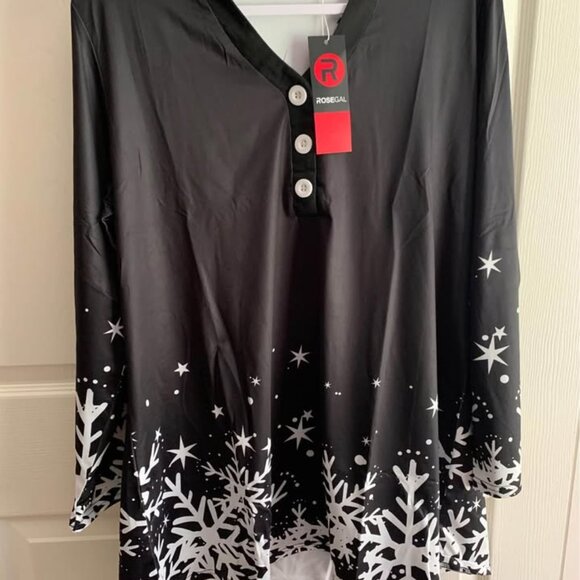 Ladies size Large Black & white Holiday shirt - Picture 8 of 10